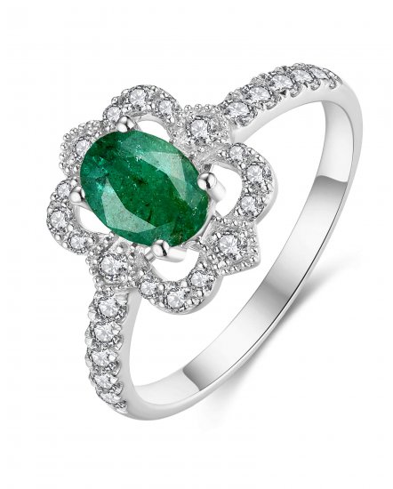 OVAL EMERALD DIAMOND RING (TR3917)